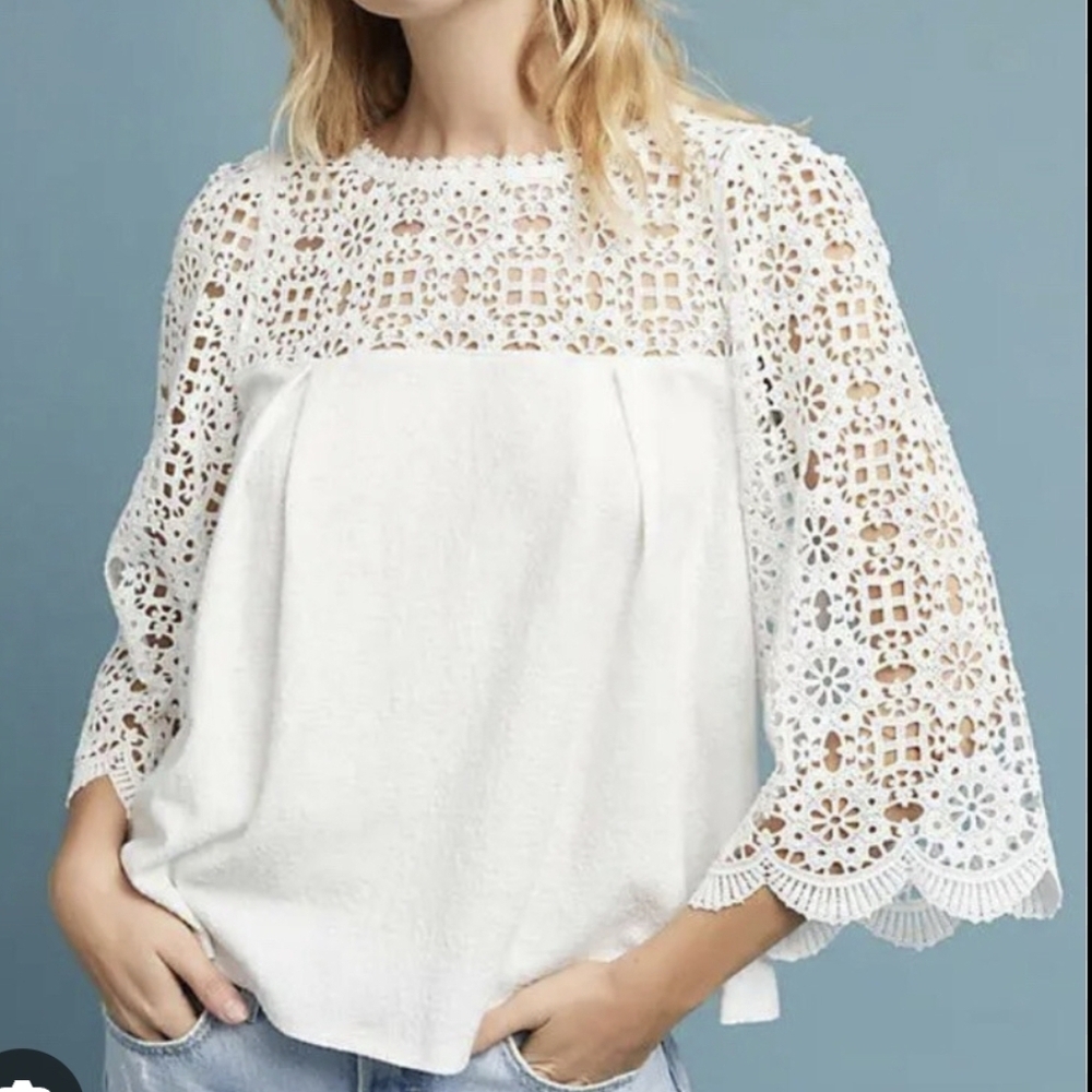 Eri & Ali White Lace Crochet Top
